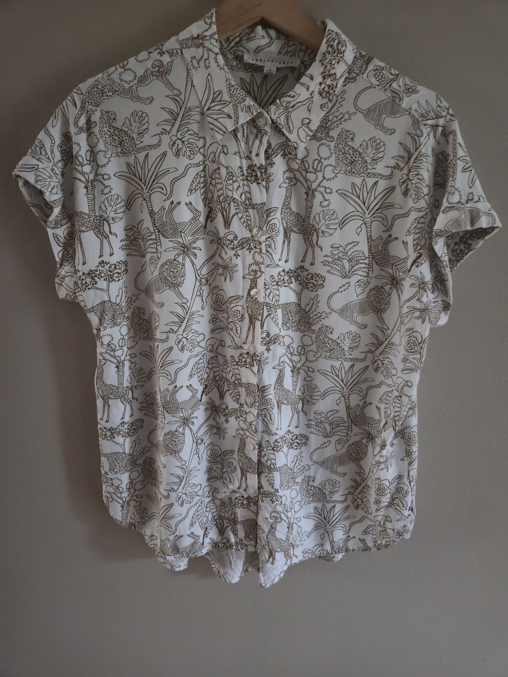Jane + Delancey Safari Animal Print Short-Sleeve Button-Down Shirt Resort
